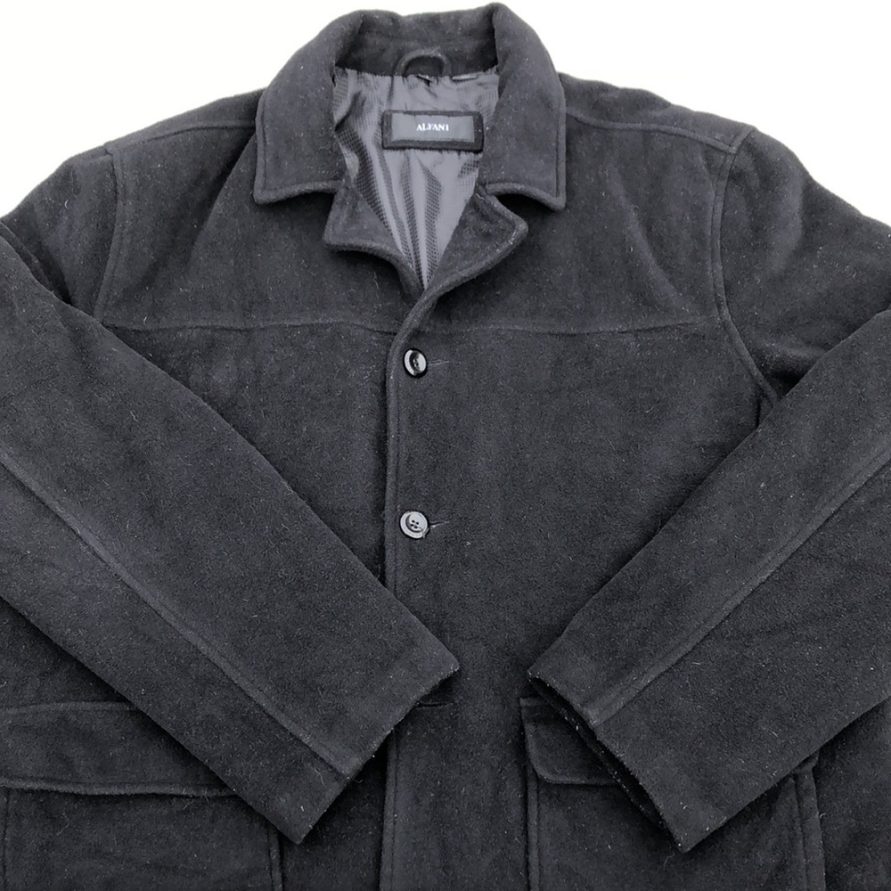 Alfani Black Cashmere Wool Cotton Pockets 4 Button Down Coat - Picture 2 of 12